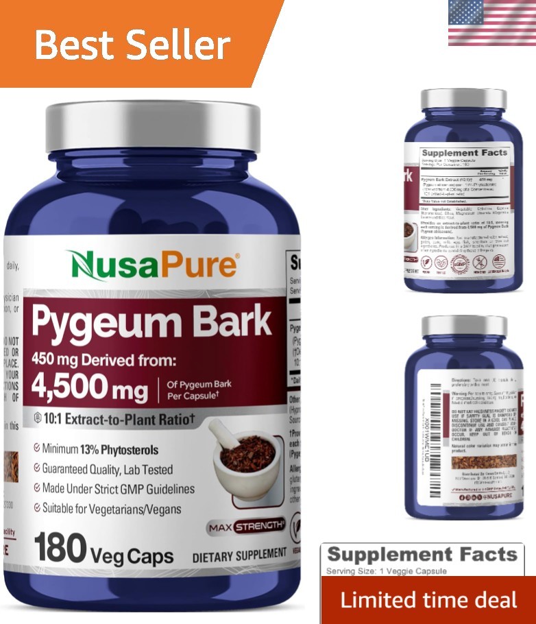 Pygeum Bark Extract Supplement – 180 Veggie Caps