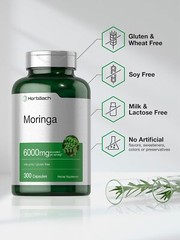 Moringa Oleifera 6000mg 300 Capsules Non-GMO and Gluten Free Extract by Horbaach