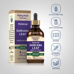 Damiana Extract Liiquid | 4 fl oz | Vegetarian | Alcohol Free | by Piping Rock