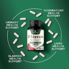 D-Mannose 1350mg with Cranberry Extra Strength Natural Urinary Health Support
