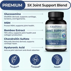 Glucosamine Chondroitin Hyaluronic Acid Supplements Joint Health 30-120 Capsules