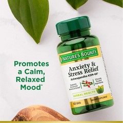 Nature’s Bounty Stress Relief Ashwagandha KSM 66 Tablets, Mood Support, 50 Count