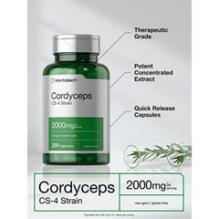 Cordyceps Sinensis Capsules 2000mg | 200 Ct | Mushroom Supplement | by Horbaach