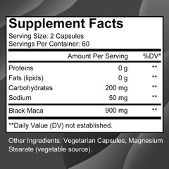 SresXrefas Organic Peruvian Black Maca 120Capsules Stamina Muscle Energy Support