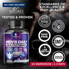 Multivitamin for Men Vitamin A, C, D, E, Zinc, Calcium, Multivitamins for Immune