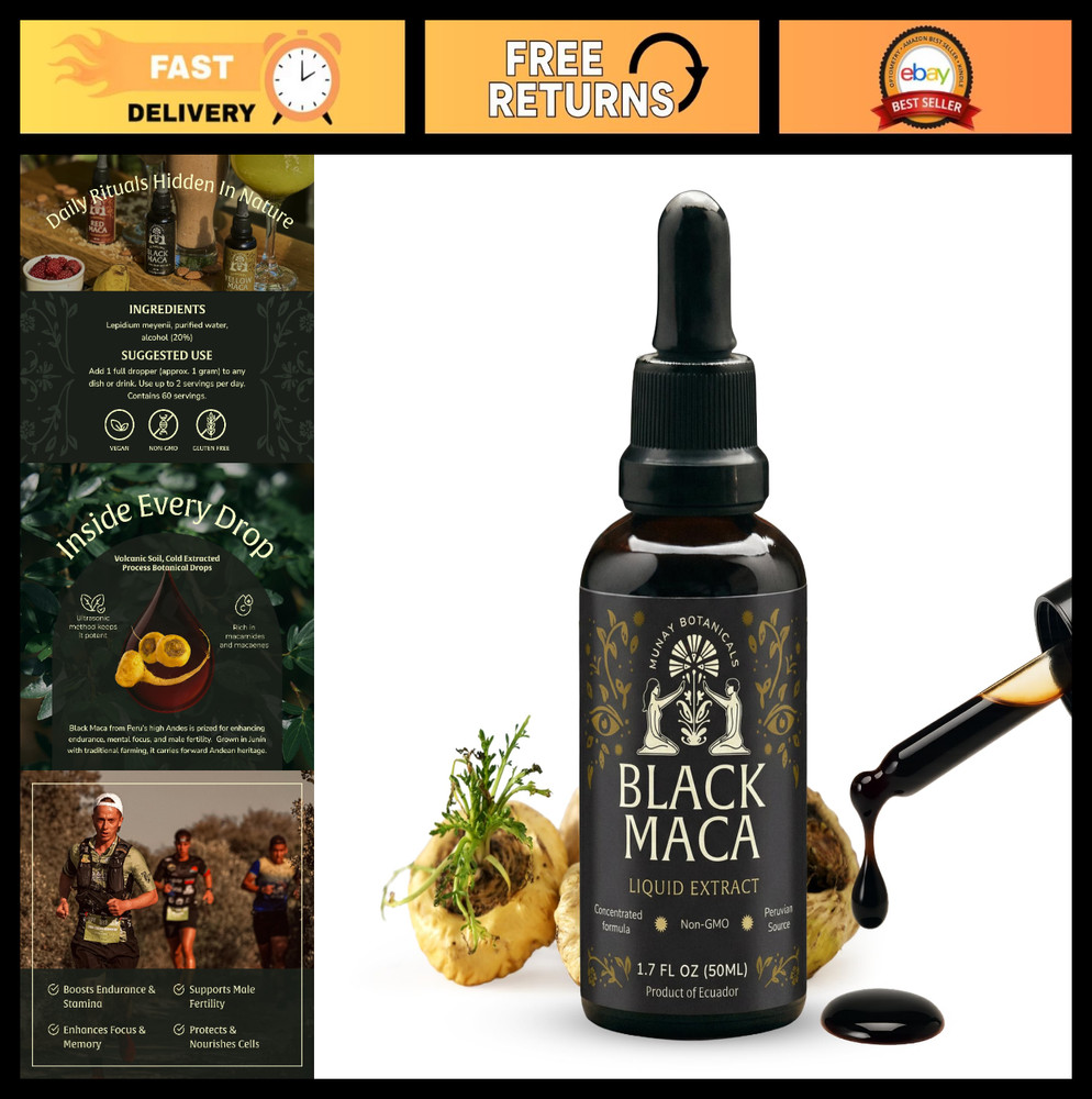 Maca Extract 50ml – Vegan Plant-Based Drops for Endurance, Focus & Vitality – 60