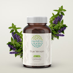 HerbEra Blue Vervain 60/120 Capsules, 500 mg, Organic (Verbena Hastata)