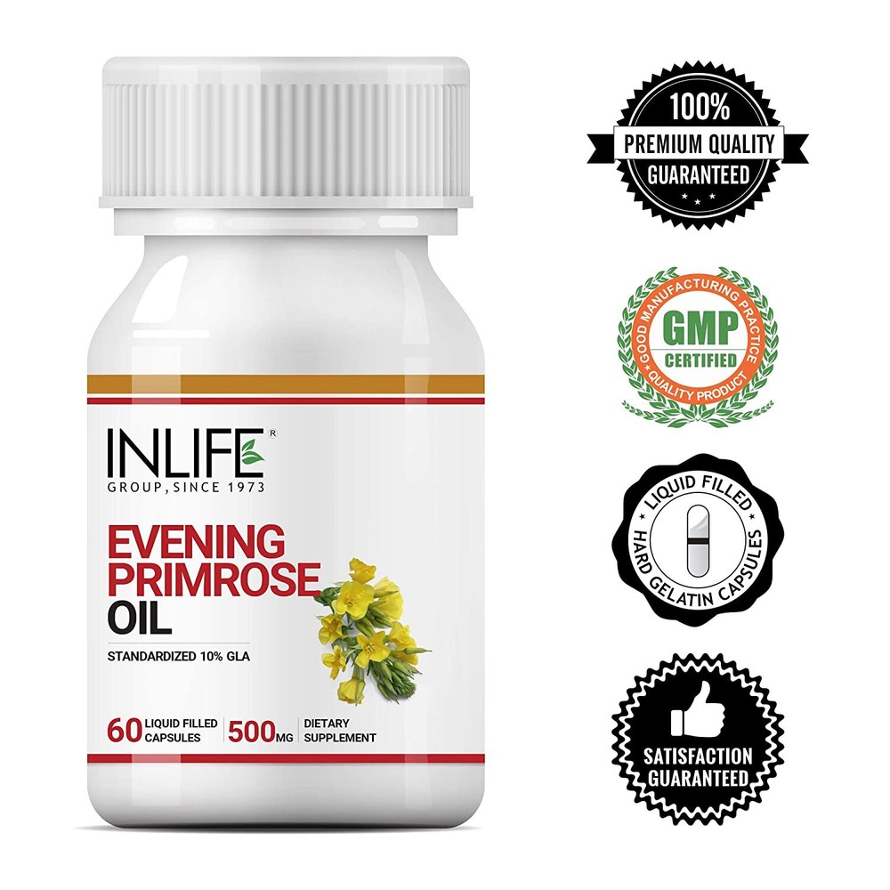 INLIFE Evening Primrose Oil, Extra Virgin Cold Pressed, 500 mg – 60 Capsules