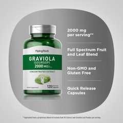 Graviola Capsules | 2000mg | 120 Count | Extract Supplement | by Piping Rock