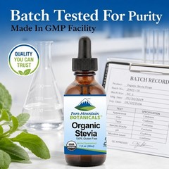 Pure Mountain USDA Organic Liquid Stevia Kosher Sugar Substitute 1oz Bottle
