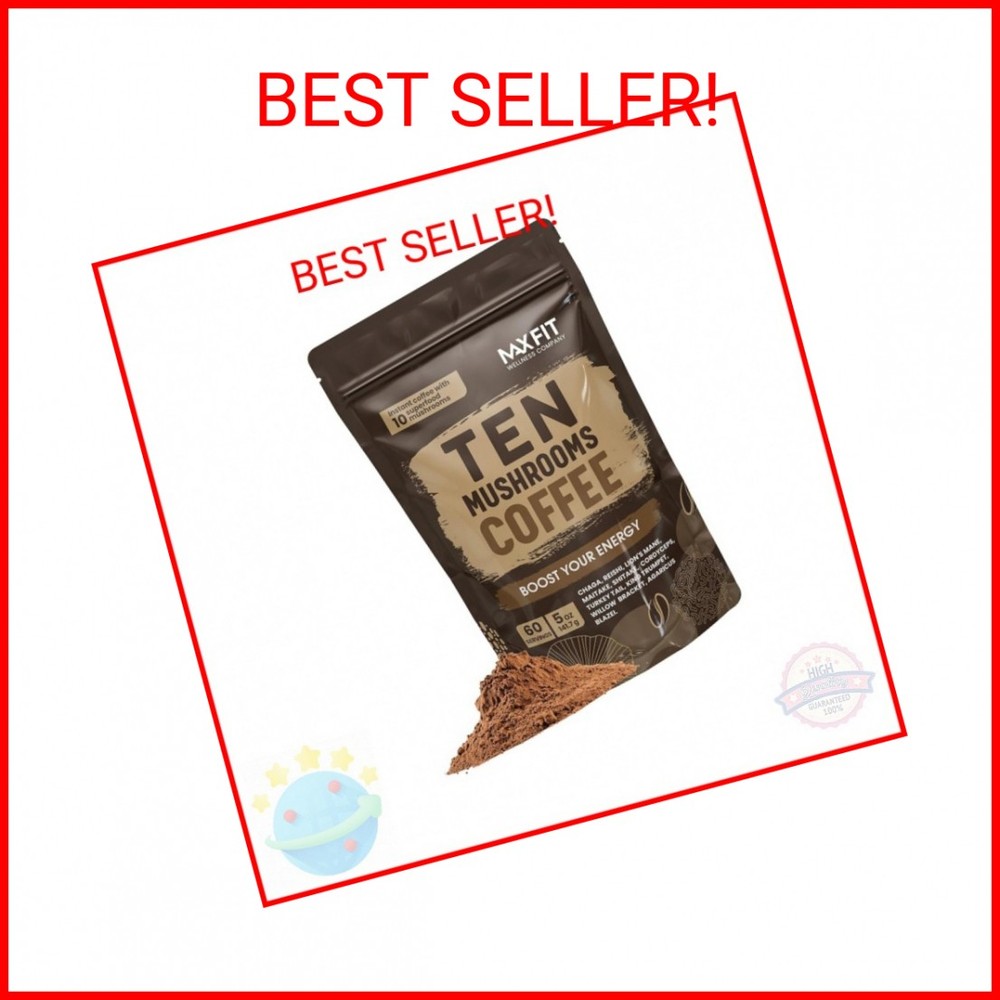 Mushroom Coffee (60 Servings) 10 Mushrooms (Lion’s Mane, Cordyceps, Turkey Tail