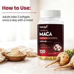Vanayt 2,000mg Organic Black Red Yellow Maca Root Capsules for Men & Women 120pc
