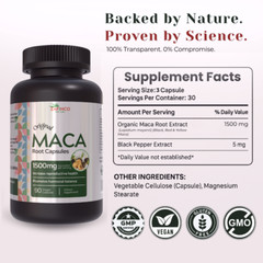 Zafinco Black Maca 1500 mg 90 Caps Energizing Herb Rich in Saponins