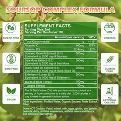 1-4x Soursop Bitters Liquid Drops with Sea Moss Black Seed Oil Turmeric 60mL