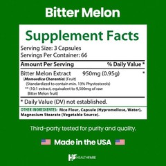 Healthfare Organic Bitter Melon Extract 9500mg | 200 Capsules Ultra Concentrated