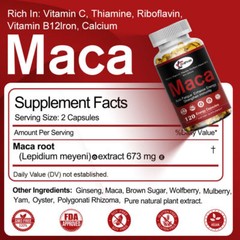 Organic Maca Root Capsules | 240 Pills | Peruvian Maca Extract for Men & Women