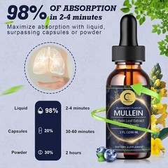 2 PACK Mullein Drops for Lungs, Detox and Cleanse Mullein Extract Supplement