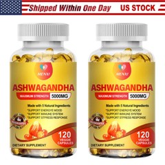 Organic Ashwagandha Capsules 5000mg 240 Capsules with Black Pepper Root Powder