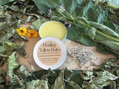 Organic Healing Balm Comfrey Plantain Calendula Lavender Tallow 2 Oz +TravelSz
