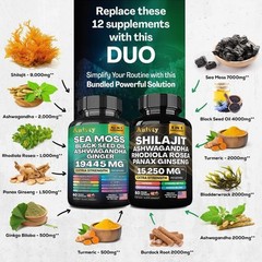 Herbal Wellness Bundle – Sea Moss Complex 19,445mg + Shilajit Complex 15,250m…