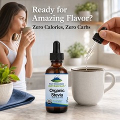 Pure Mountain USDA Organic Liquid Stevia Kosher Sugar Substitute 1oz Bottle