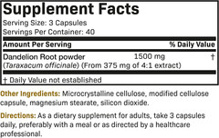 Dandelion Root 1500 MG per Serving Traditional Diuretic Herb, Non-Gmo, 120 Veget