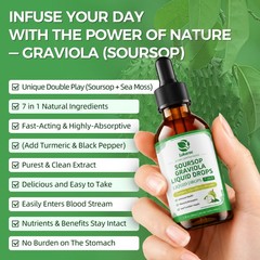4*30ml Soursop Graviola Liquid Drops,With Sea Moss Turmeric Vitamin,Immune Boost