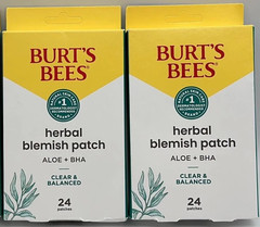 2pk Burt’s Bees Herbal Blemish Patch w/Aloe BHA 24 Patches Clear & Balanced 48ct