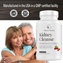 GENIUS HERBALS Kidney Cleanse Capsules Cranberry Urinary Tract 60 Count