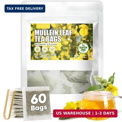 TEAWOO 60 Mullein Leaf Tea Bags, From 100% Natural Mullein Leaves for Lungs Heal