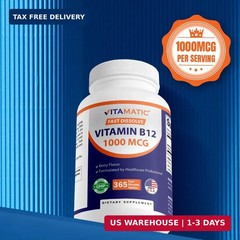 Vitamatic Vitamina B12 1000 mcg de disolución rápida – 365 comprimidos FAST SHIP