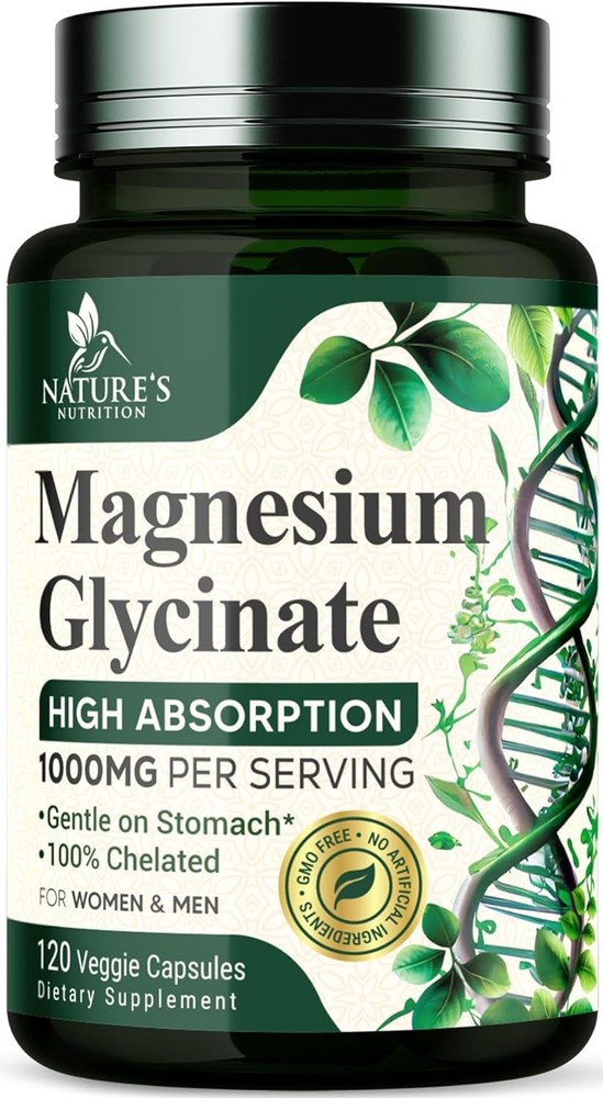 Magnesium Glycinate 1000mg – Chelated for 120 Count (Pack of 1)