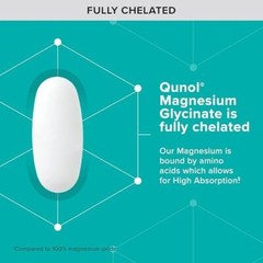 Qunol Magnesium Glycinate 300Mg, 100% Glycinate Chelated Magnesium, 90 Tablets