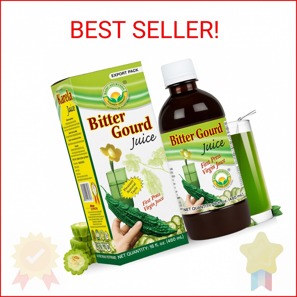 Basic Ayurveda Bitter Gourd (Karela) Juice | 16.23 Fl Oz (480ml) | Natural Bitte
