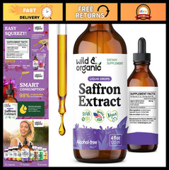 Organic Saffron Extract Drops 88.5mg – Mood & Focus Support, Vegan, 4oz Tincture