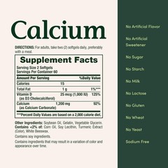 Nature’s Bounty Calcium + D3, Supports Bone Strength & Immune Health, 120 Ct