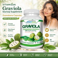 Graviola Capsules Leaf and Fruit Extract 90 capsules Soursop Annona High Potency