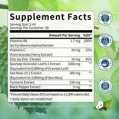 Soursop Bitters Liquid Drops With Sea Moss, Turmeric, Black Pepper 60ml
