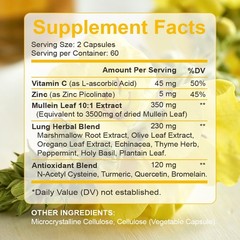 15 IN 1 Lung Complex Mullein Leaf Extract For Lungs Detox Cleanse 60/120 Caps