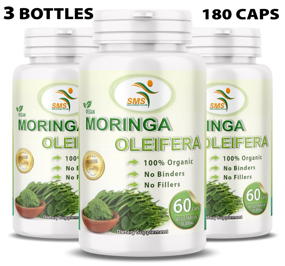 Moringa Oleifera Leaf Organic Extract 10,000mg Serving 100% Pure 180 Capsules
