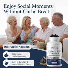 Heart Health Support Aged Black Garlic 600mg 120 Caps – D3 K2 Omega 3 Non-GMO