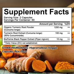 TURMERIC CURCUMIN 95% CURCUMINOIDS 1200mg EXTRACT TUMERIC BIOPERINE ANTIOXIDANT