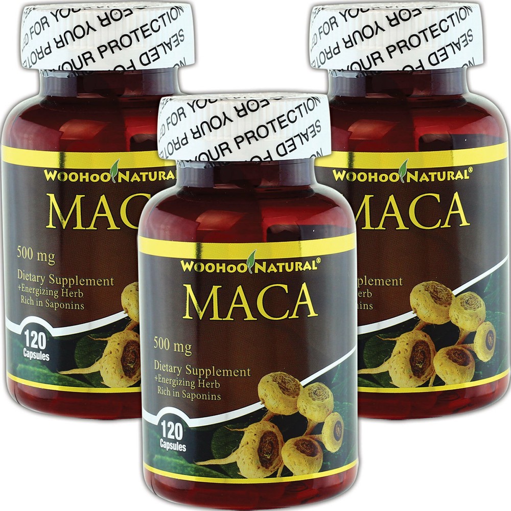 3 x Maca 500 mg 120 Caps Energizing Herb Rich in Saponins