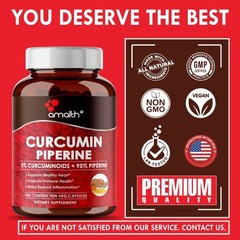Turmeric Curcumin Extract 500mg 90 Capsules 95% Piperine Black Pepper By Amalth