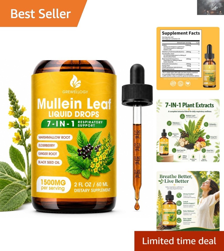 Rapid Absorption Mullein Leaf Drops for Healthier Breathing – 1500mg, 2 Fl Oz