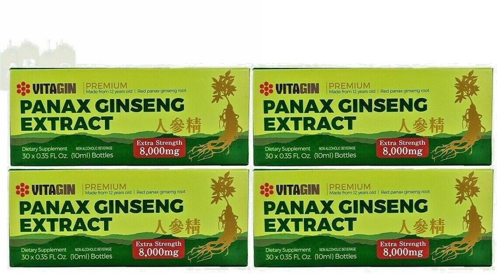 Red PANAX Ginseng Extract 12 years old Roots 8000 Mg Premium 4 Box (120 Bottles)