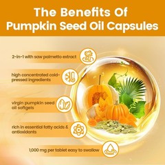 Aceite de Semilla de Calabaza con Saw Palmetto 3000mg Próstata y Cabello