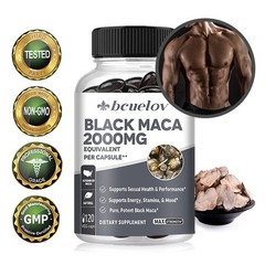 Maca Root Black Raw Pure Natural NonGMO Superfood (4:1 Extract) 120 Capsules