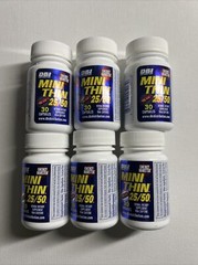 Mini Thin 25/50 Energy Booster Pills 6 Bottles 180 Pill 6 Mo Supply Free ShipUSA