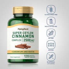Ceylon Cinnamon Capsules 2500mg | 120 Count | Non-GMO | by Piping Rock